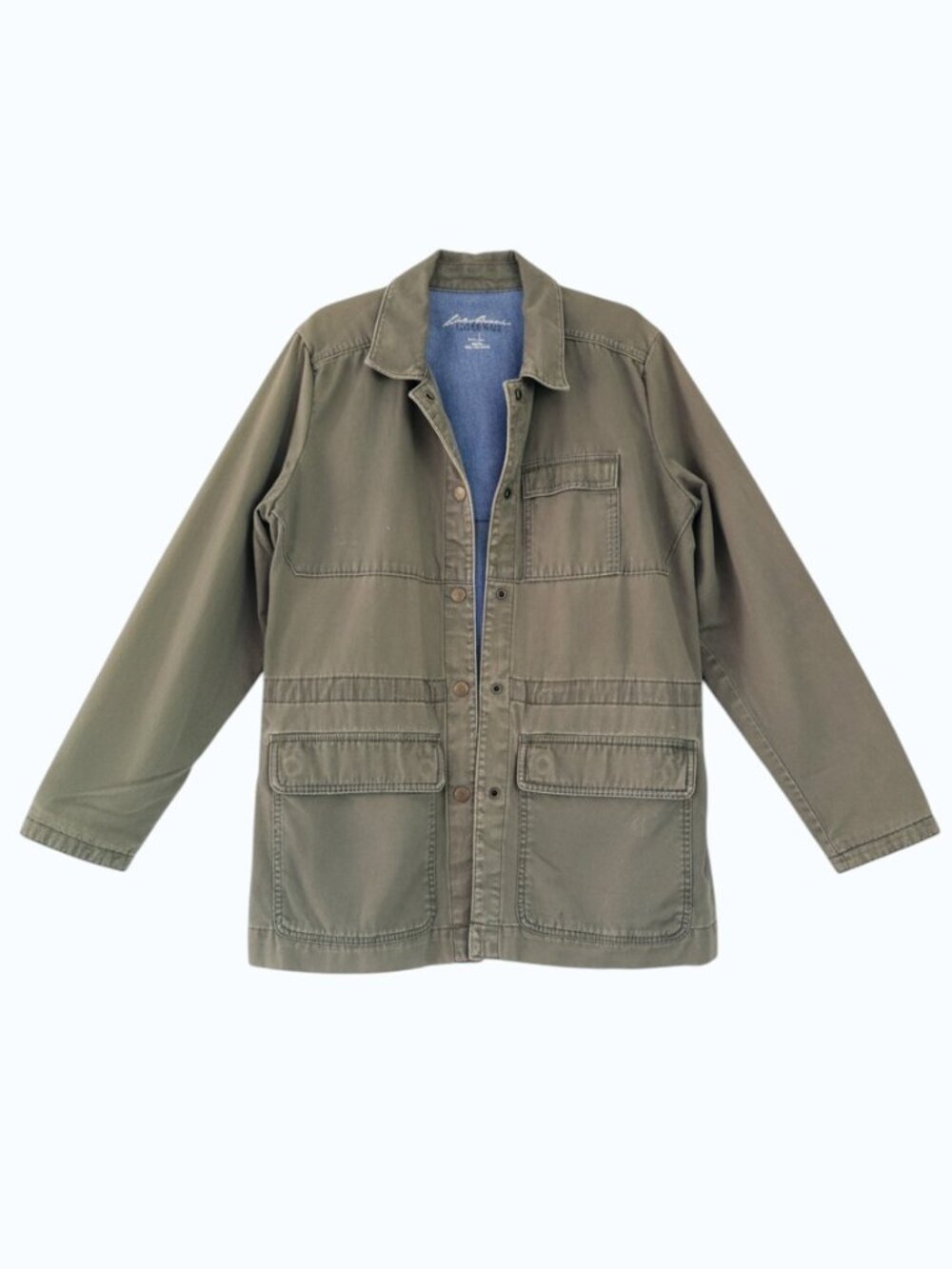 Eddie Bauer Legend Wash Men's Utility Field Barn Chore Jacket Coat Olive Large